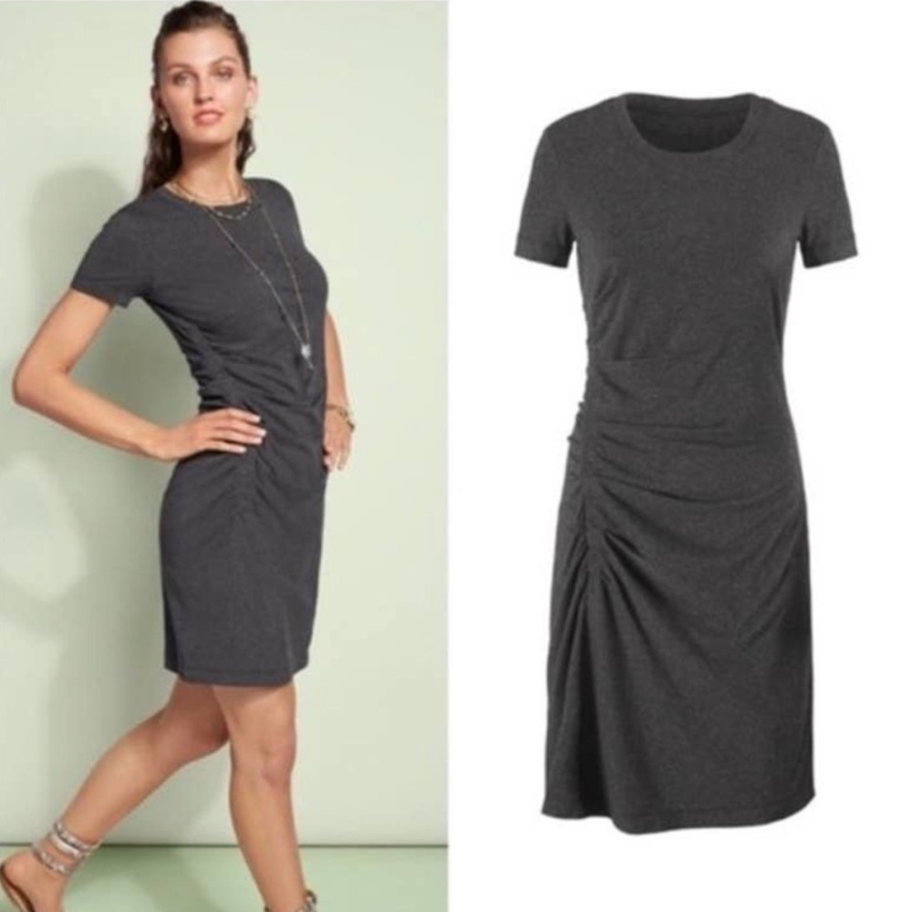 CAbi Weekend Short Sleeve Ruched T-shirt Dress #5408